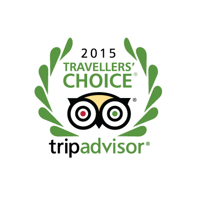 Tripadvisor 2015 Travellers' Choice logo with green laurel leaves.
