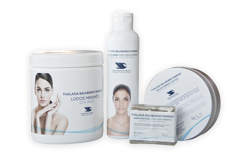 Productos de cuidado personal con lodo marino de Thalasia Balneario Marino.