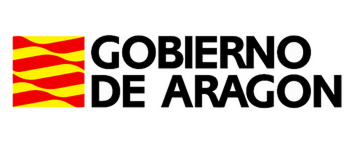 Logo del Gobierno de Arag&oacute;n con bandera ondulada roja y amarilla.