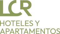 Logo de "LCR Hoteles y Apartamentos" en letras verdes.