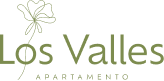Texto verde: "Los Valles Apartamento" con una flor dibujada arriba.