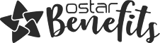 Logo de Ostar Benefits con dise&ntilde;o de estrella estilizada.
