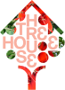 Logotipo em forma de &aacute;rvore com flores vermelhas e texto "THE HOUSE SEE".
