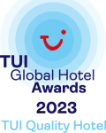 Logo TUI Global Hotel Awards 2024 en fondo azul.