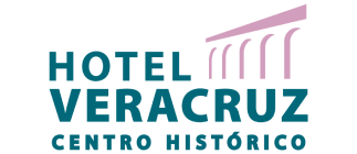 Logo de Hotel Veracruz Centro Hist&oacute;rico con arco rosa.
