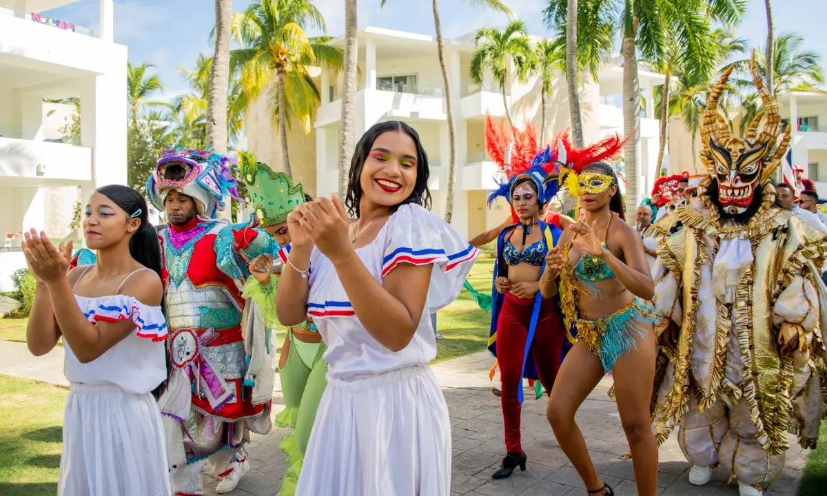 Dancers parading at carnival time in the Dominican Republic