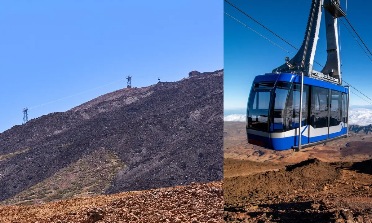 Teide-Seilbahn über einer einzigartigen Lavalandschaft