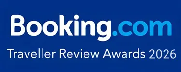 Logotipo Booking.com con &ldquo;Traveller Review Awards 2026&rdquo;