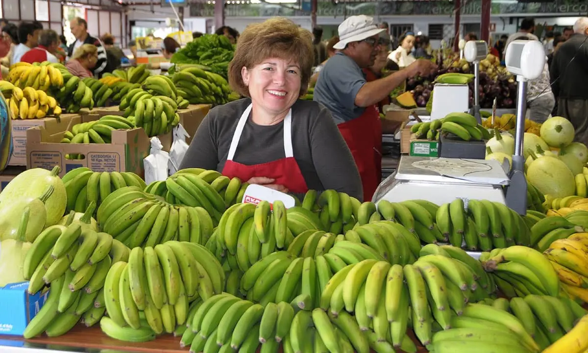 Bananenstand auf dem Bauernmarkt von Tazacorte