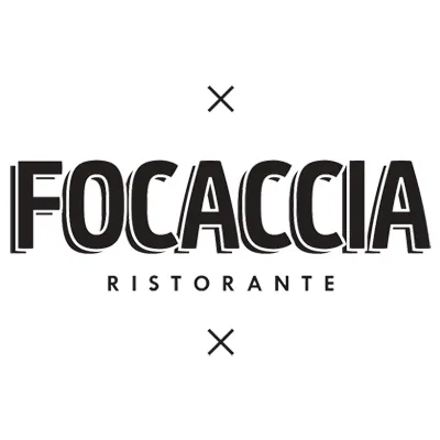 Logo &ldquo;FOCACCIA&rdquo; con el texto &ldquo;RISTORANTE&rdquo; y una X arriba y abajo