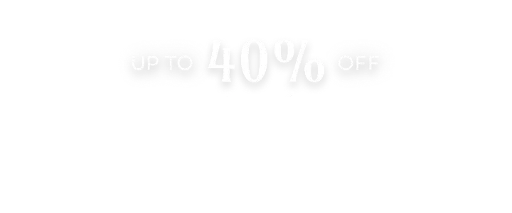 Oferta: hasta 40% de descuento, &ldquo;OFF&rdquo; en fondo negro.