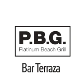 Logo &ldquo;Platinum Beach Grill&rdquo; y texto &ldquo;Bar terraza&rdquo;
