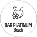 Logotipo &ldquo;BAR PLATINUM Beach&rdquo; con icono de playa y flor