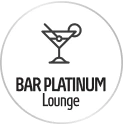 Logotipo de Bar Platinum Lounge con copa y copa de vino al centro