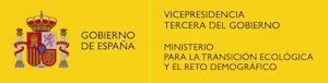 Logos del Gobierno de Espa&ntilde;a y MITECO: mapa y datos sobre sostenibilidad
