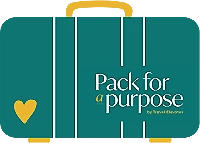 Pack for a purpose: caja verde a franjas con coraz&oacute;n amarillo