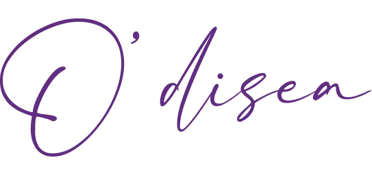 Logotipo &ldquo;O&rsquo;life&rdquo; en color p&uacute;rpura sobre fondo negro