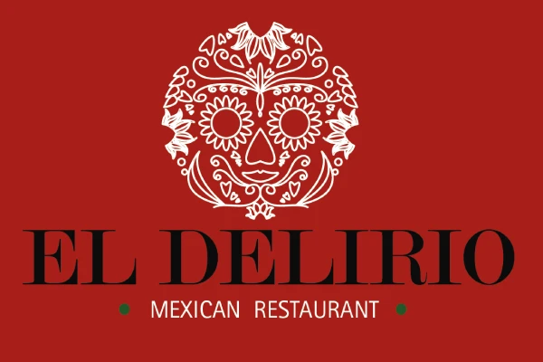Logo &ldquo;El Del Rio&rdquo; restaurante mexicano con dise&ntilde;o de ornamentaci&oacute;n.