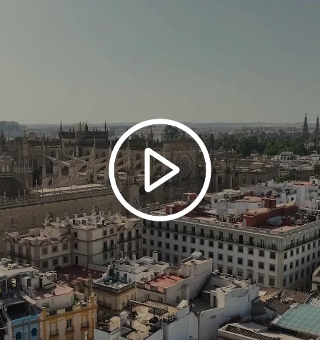 Vista a&eacute;rea de una ciudad con catedral y edificios hist&oacute;ricos.