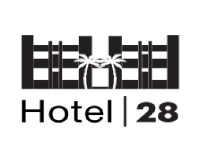 Logo de Hotel 28 con una imagen estilizada de un edificio y una estrella.