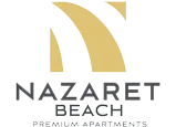 Logo de "Nazaret Beach Premium Apartments" con dise&ntilde;o dorado.