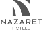 Logo Nazaret Hoteles sobre fondo negro.