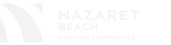 Logo de Nazaret Hoteles Beach en blanco con fondo transparente.