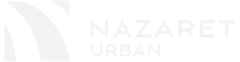 Logo de Nazaret Hoteles Urban en blanco con fondo transparente.