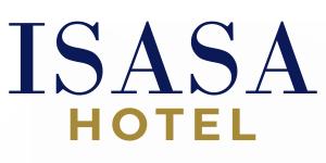 Logo del Hotel Isasa con las palabras "ISASA HOTEL".