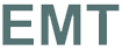Letras EMT en gris sobre un fondo negro.