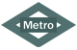 Logo en rombo verde con la palabra "Metro" en blanco.