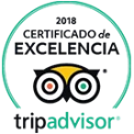 Certificado de Excelencia de TripAdvisor 2016, logo de b&uacute;ho en el centro.