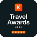Logo de Kayak Travel Awards 2022 sobre fondo negro.