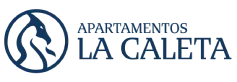 Logo de Apartamentos La Caleta con un dise&ntilde;o circular azul.
