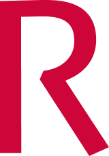 Letra "R" en color rojo sobre fondo blanco.