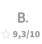 "B. 9,3/10" en texto negro sobre fondo blanco.