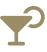 Icono de una copa inclinada con una flecha circular alrededor.
