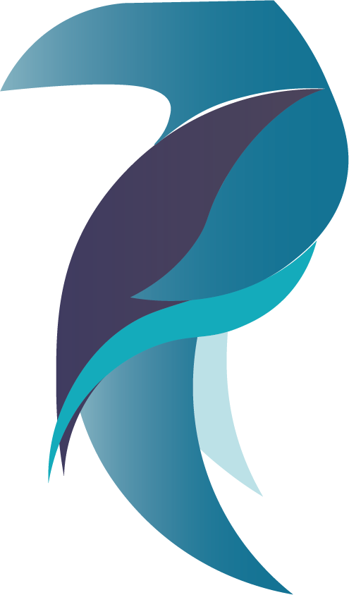 Imagen de un logotipo abstracto con tonos azules y formas curvas.