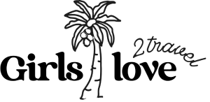 Palm tree with text "2travel" in a simple black line art design.