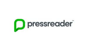 Green speech bubble logo with the text "pressreader".