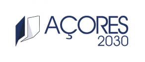 Logotipo "A&ccedil;ores 2030" com design moderno e livro estilizado &agrave; esquerda.