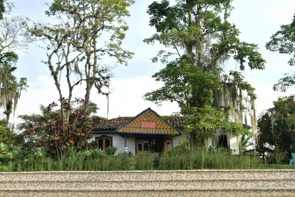 Casa rural rodeada de &aacute;rboles y vegetaci&oacute;n.