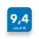 &Iacute;cone azul com a nota "9,4", possivelmente uma avalia&ccedil;&atilde;o de 10.