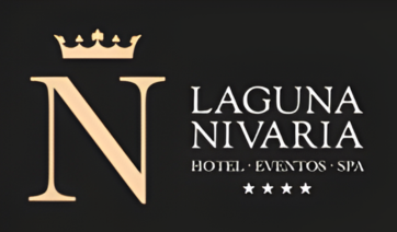 Logo de Laguna Nivaria: hotel, eventos, spa, con cuatro estrellas y corona.