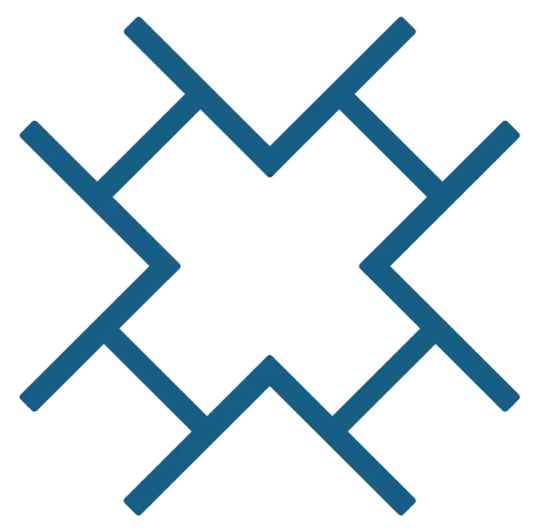 Icono de l&iacute;neas azules entrelazadas formando un patr&oacute;n geom&eacute;trico.