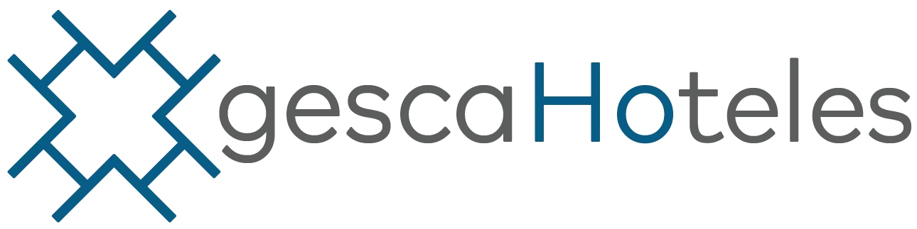 Logo de "gesca Hoteles" con dise&ntilde;o geom&eacute;trico