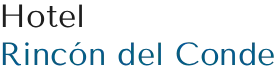 Hotel Rinc&oacute;n del Conde - Logo con texto en negro y azul.