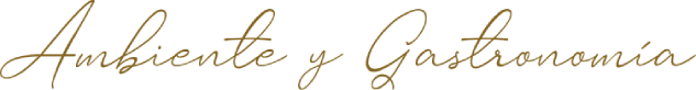Ambiente e Gastronomia en texto estilizado e cursivo marrom