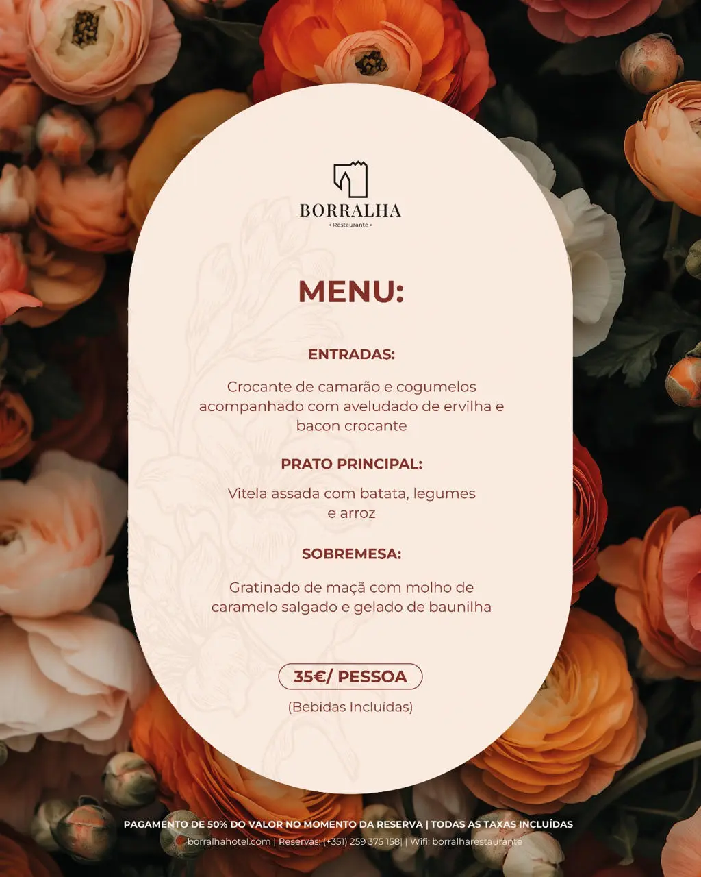 Menu dia da m&atilde;e - Borralha Hotel & Spa