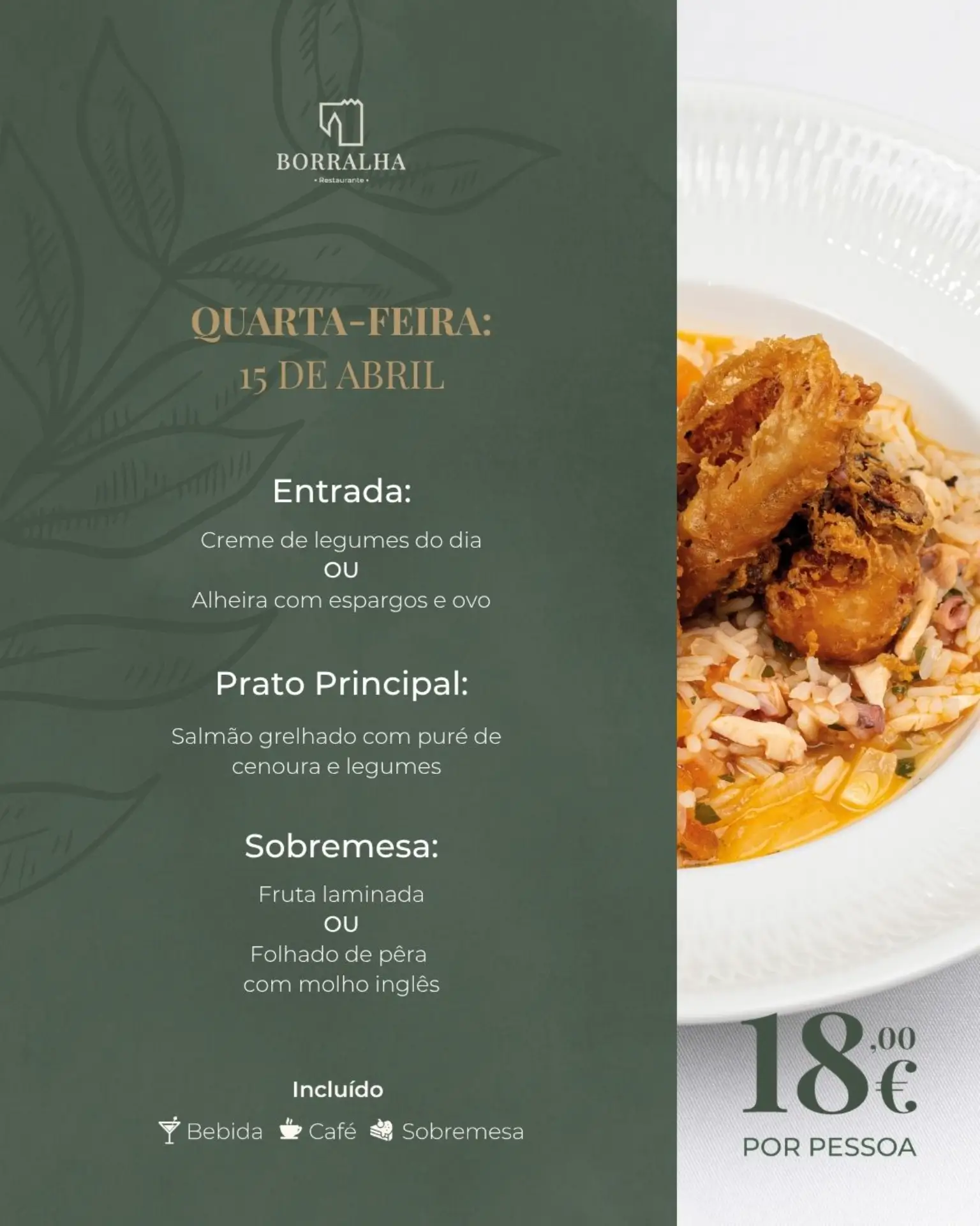 Menu Executivo 14 a 17 de Abril - Borralha Hotel & Spa